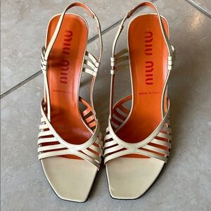 Authentic Miu Miu Cream Strappy Sandals